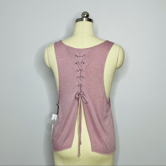 Yogalicious Mauve Lace-Up Back Tank L - Picture 7 of 11